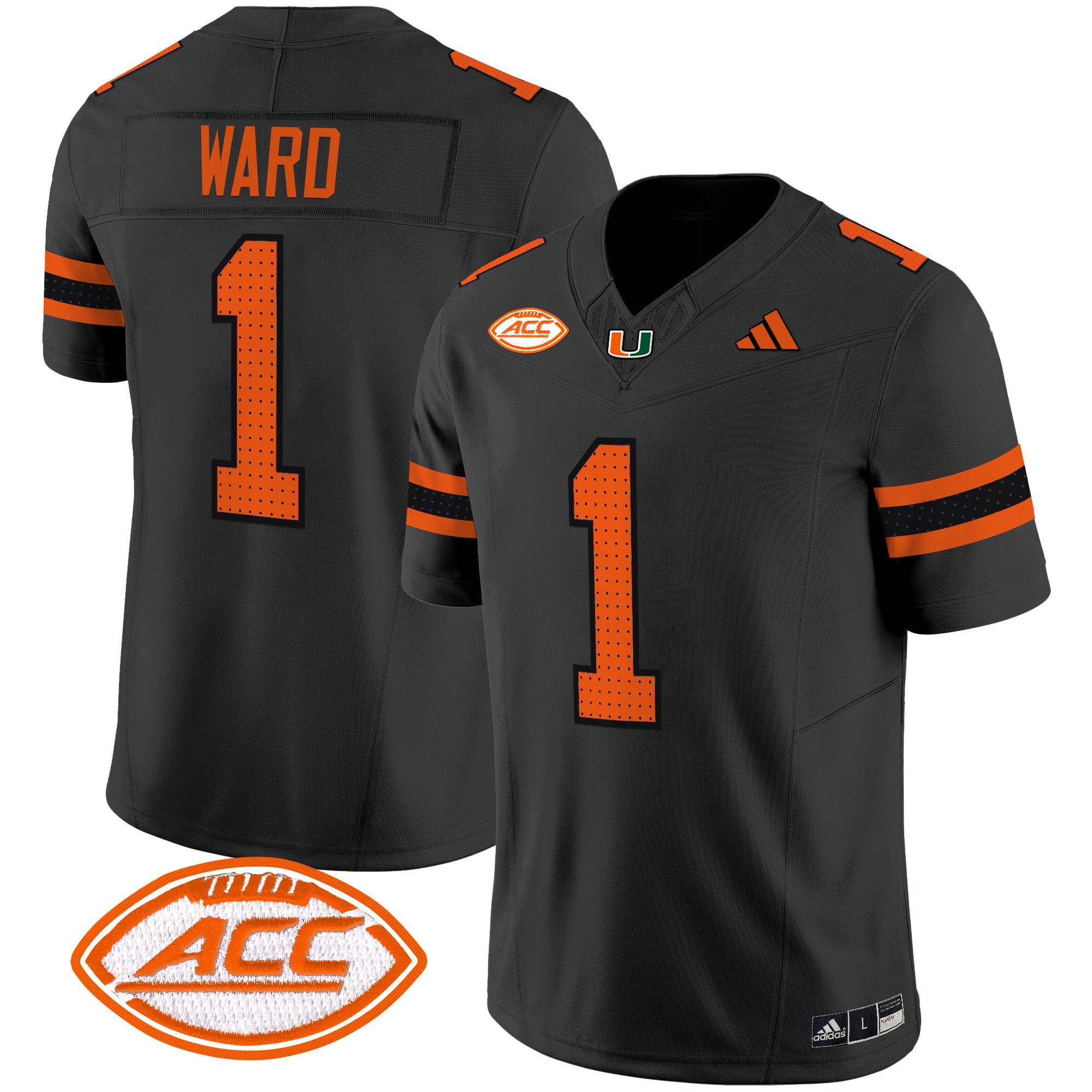 Men Miami Hurricanes #1 Ward Black 2024 Vapor Limited NCAA Jersey->ncaa teams->NCAA Jersey